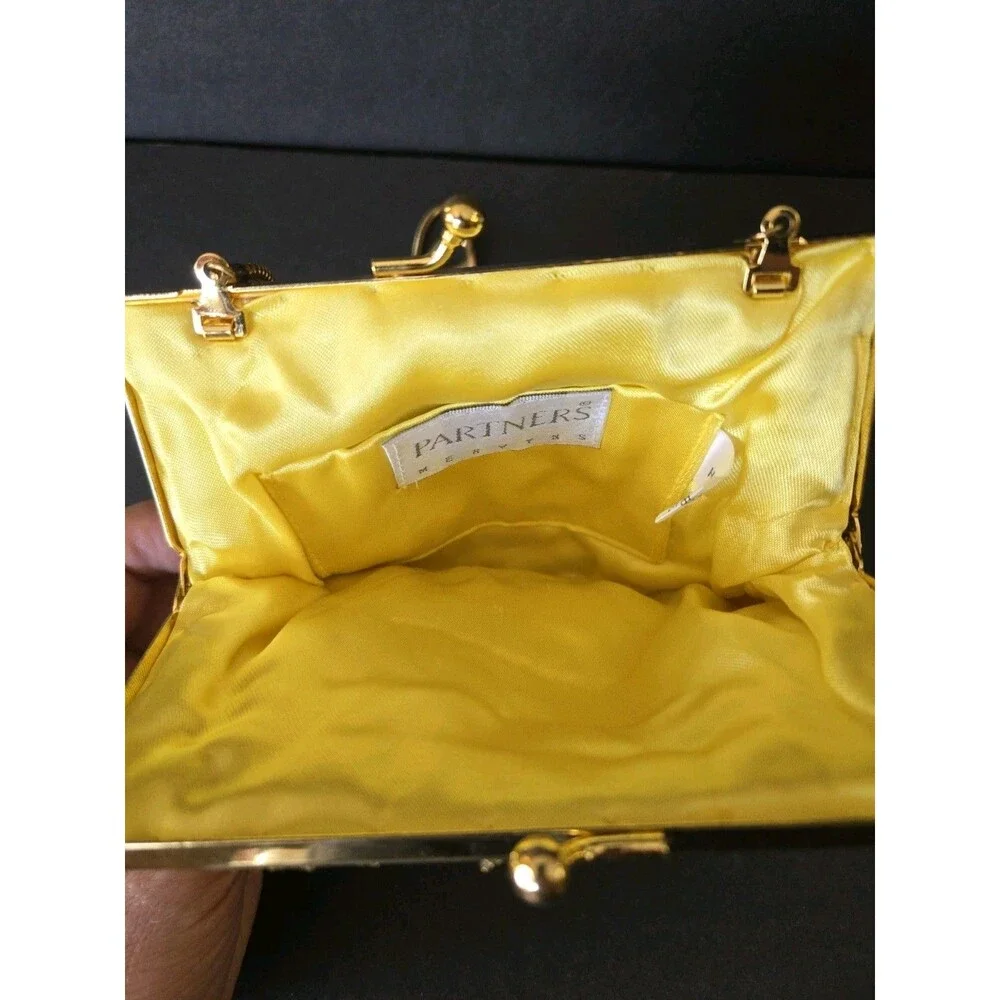 Vintage Partners by Mervyns Gold Beaded Clamshell Evening Bag / Clutch GUC